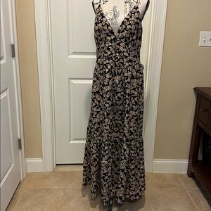 Abercrombie & Fitch Black and Cream Patterned Maxi Dress